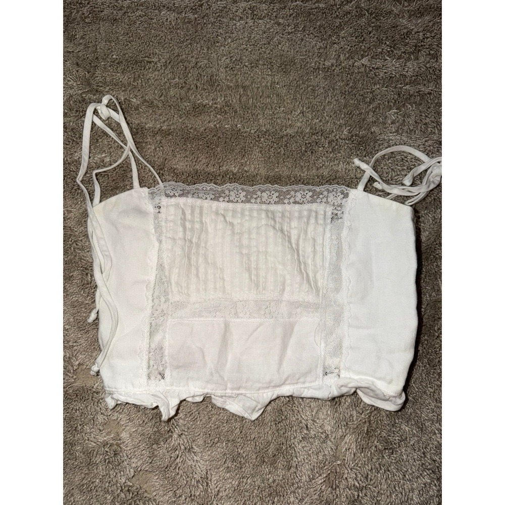 Reformation White Lace Trim Tank Top